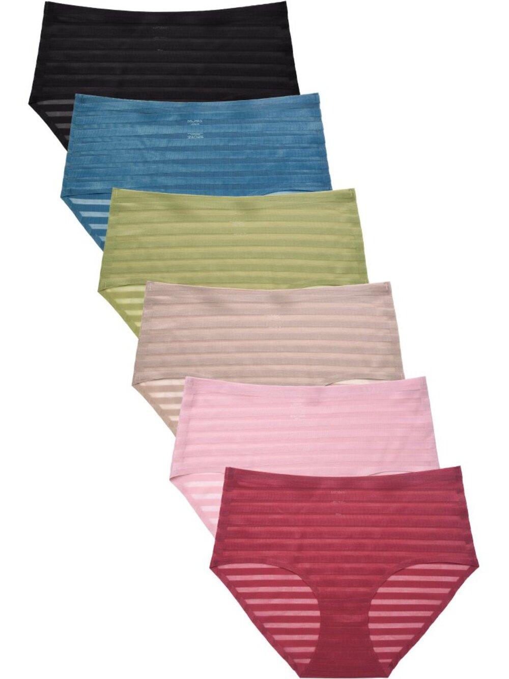 $10 SALE PACK OF 6 Women's No Show Solid Striped Seamless Brief Panty (LPN2013R)
